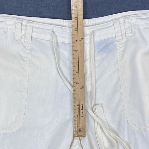 Norma Kamali Linen Pants Womens XL Ivory Straight Leg Breathable Casual Comfort - Picture 10 of 13